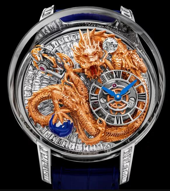 Jacob & Co Replica watch ASTRONOMIA ART DRAGON WHITE GOLD BAGUETTE AT812.30.DR.UA.ABALA